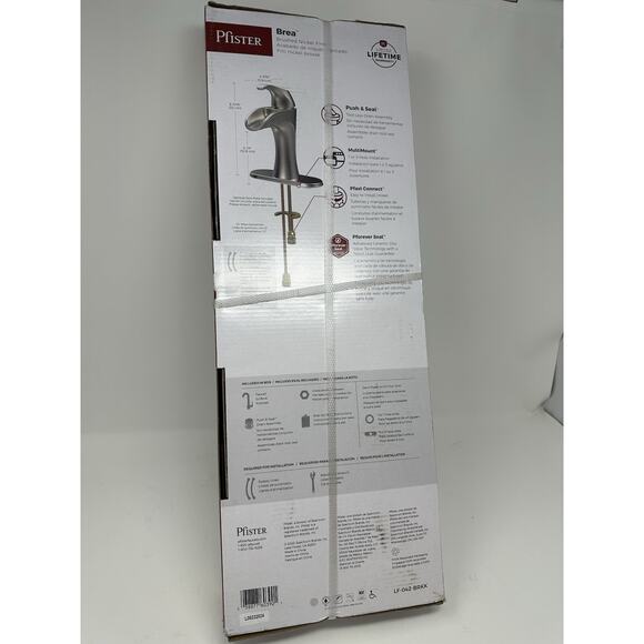 PFISTER BREA SINGLE HANDLE 1 HOLE BATHROOM FAUCET BRUSHED NICKEL W DECKPLATE - Picture 8 of 8